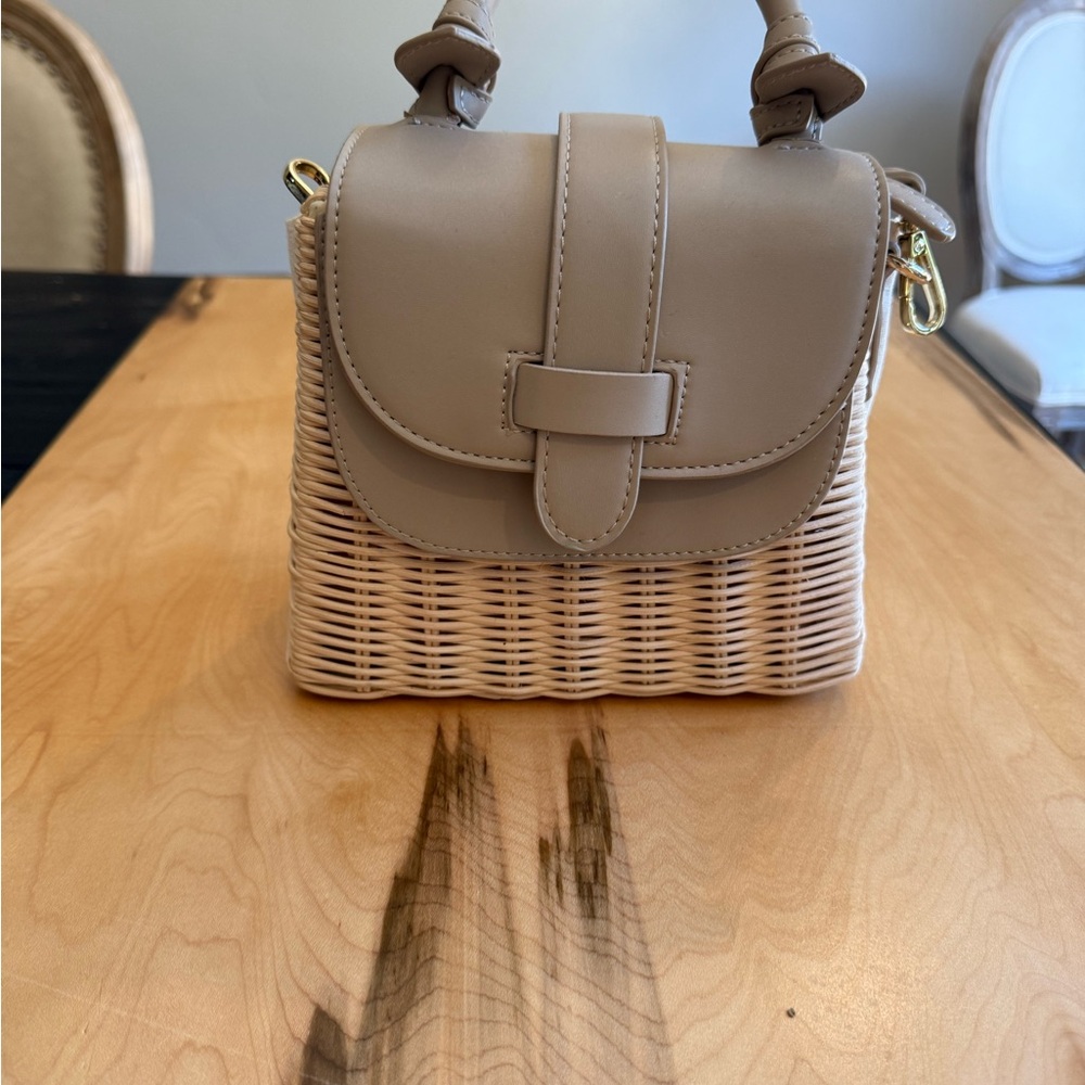 Anthropologie Taupe Woven Purse (Holds IPhone)